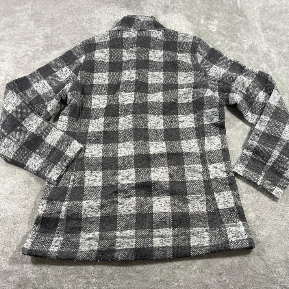 Calvin Klein Fleece Jacket Women L Gray Buffalo Plaid Zip Mock Neck M8XE6819 - Picture 5 of 8